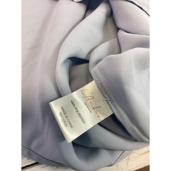 L'Academie The 70's Sleeveless Sateen V-neck Self Tie Blouse Color Blue Size M - Picture 6 of 6